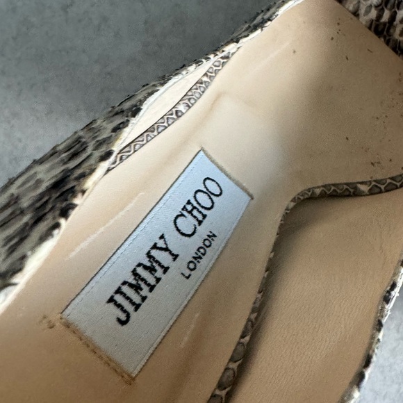 Jimmy Choo Women's Snakeskin Peep Toe Heels - 6.5 - Picture 3 of 11